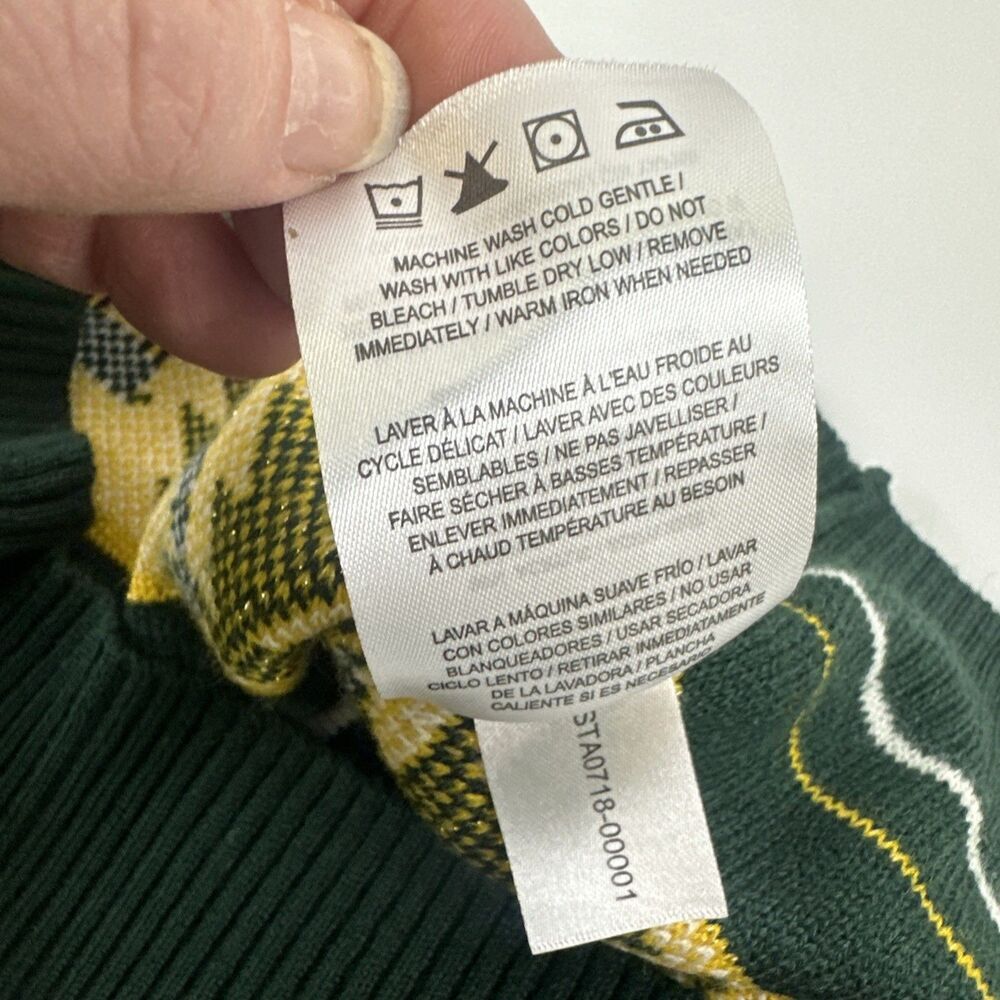 NFL Green Bay Packer Christmas Sweater Green Gold Reindeer Pine Trees Womens 2XL - Picture 9 of 11